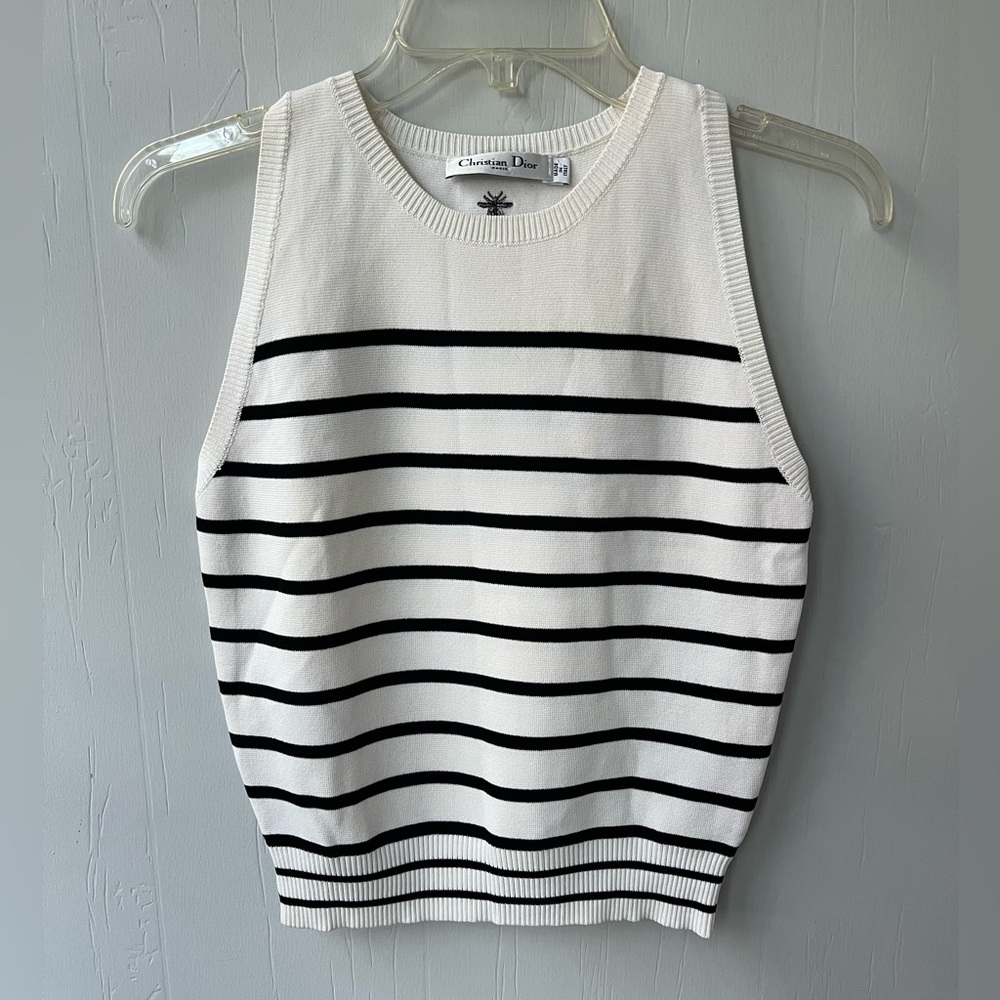 Christian Dior Silk/Cotton Striped Vest (US 8) - Picture 1 of 13